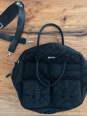 Vera Bradley Black Grand Cargo Quilted Travel Weekender Bag Removable Straps